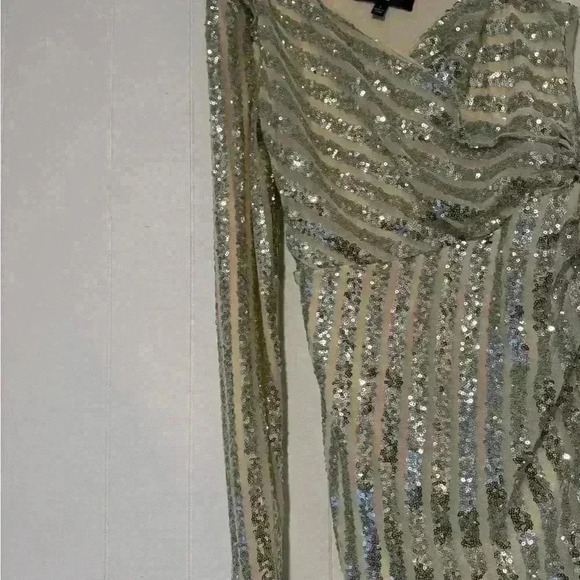 Silver sequin one-shoulder midi dress - Picture 7 of 8